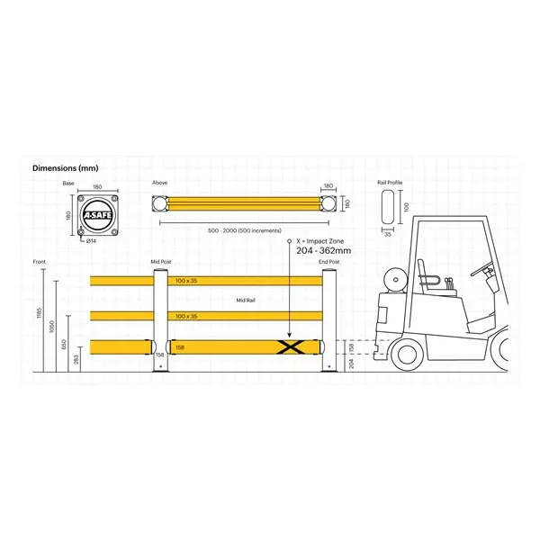Bezpečnostná zábrana ASAFE, eFlex Single Traffic Barrier Plus – 2,1 m