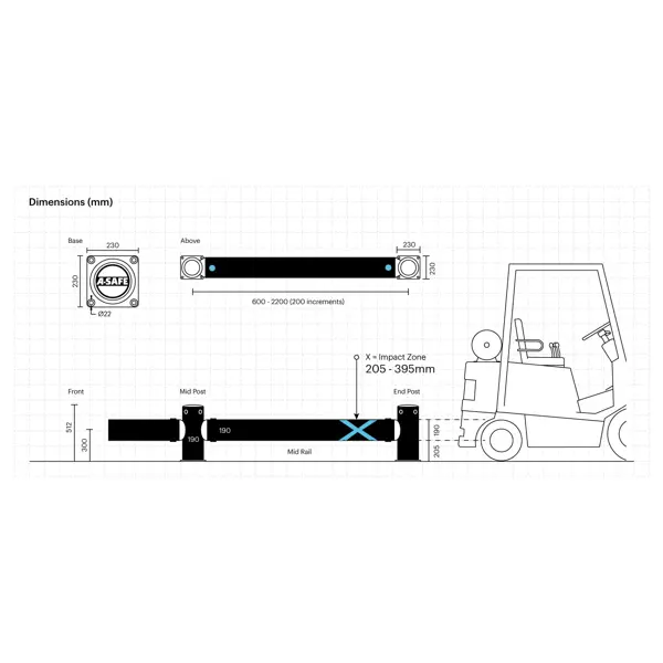 Bezpečnostná zábrana A-SAFE, iFlex Single Traffic Barrier Plus – 10 m