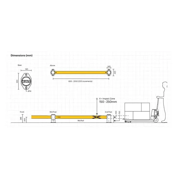 Bezpečnostná zábrana A-SAFE, mFlex Single micro Barrier – 1,1 m