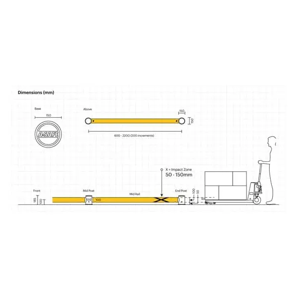 Bezpečnostná zábrana A-SAFE, mFlex Single micro Barrier GroundLevel – 0,7 m
