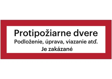 Bezpečnostné požiarne (luminiscenčné) značenie – ''Protipožiarné dvere'' s dodatkom