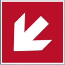 Bezpečnostné požiarne značenie, diagonálna indikátor smeru – luminiscenčný hliníkový kompozit, 100×100 mm