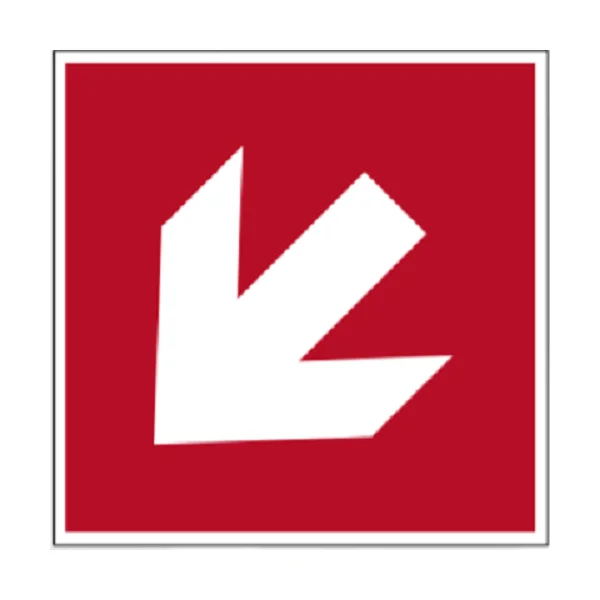 Bezpečnostné požiarne značenie, diagonálna indikátor smeru – luminiscenčný hliníkový kompozit, 150×150 mm