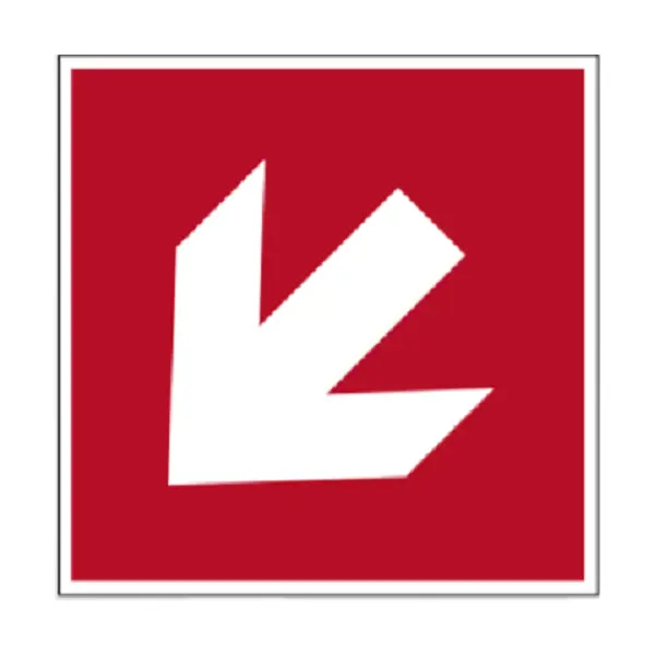 Bezpečnostné požiarne značenie, diagonálna indikátor smeru – luminiscenčný plast, 200×200 mm