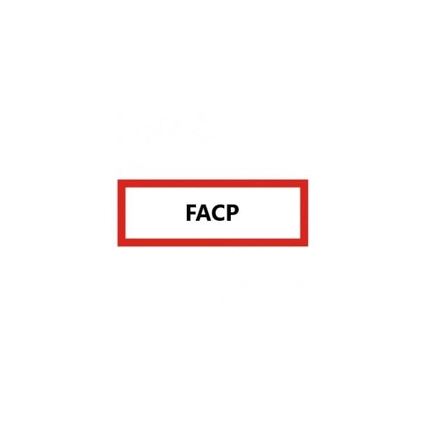 Bezpečnostné požiarne značenie, "FACP" – fólia, 210×74 mm