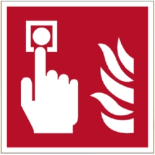 Bezpečnostné požiarne značenie, požiarny alarm – luminiscenčný plast, 100×100 mm