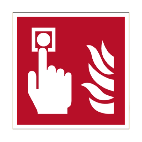 Bezpečnostné požiarne značenie, požiarny alarm – luminiscenčný plast, 100×100 mm