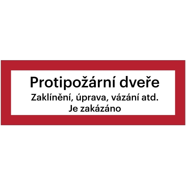 Bezpečnostné požiarne značenie, ''Protipožiarné dvere'' s dodatkom – luminiscenčná fólia, 420×148 mm