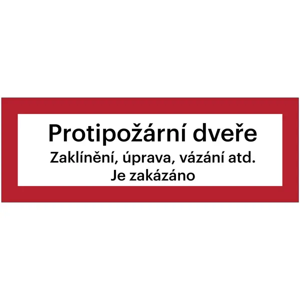 Bezpečnostné požiarne značenie, ''Protipožiarné dvere'' s dodatkom – luminiscenčný plast, 297×105 mm