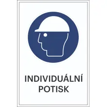 Bezpečnostné príkazové značenie, Použite bezpečnostnú helmu, s možnosťou individuálneho textu – hliníkový kompozit, 400×600 mm
