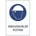 Bezpečnostné príkazové značenie, Použite bezpečnostnú helmu, s možnosťou individuálneho textu – plast, 300×450 mm