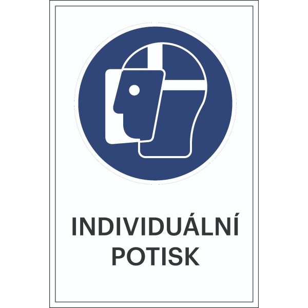 Bezpečnostné príkazové značenie, Použite bezpečnostnú masku, s možnosťou individuálneho textu – fólia, 100×150 mm