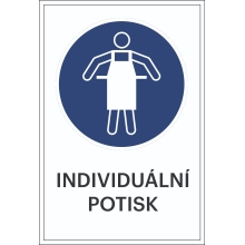 Bezpečnostné príkazové značenie, Použite ochrannú zásteru – hliníkový kompozit, s možnosťou individuálneho textu, 300×450 mm