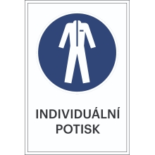 Bezpečnostné príkazové značenie, Použite ochranný odev, s možnosťou individuálneho textu – fólia, 200×300 mm