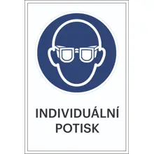 Bezpečnostné príkazové značenie, Použite ochranu očí, s možnosťou individuálneho textu – fólia, 100×150 mm
