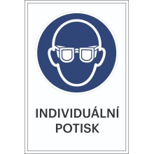 Bezpečnostné príkazové značenie, Použite ochranu očí, s možnosťou individuálneho textu – hliníkový kompozit, 300×450 mm