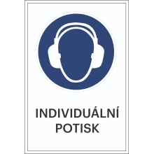 Bezpečnostné príkazové značenie, Použite ochranu uší, s možnosťou individuálneho textu – hliníkový kompozit, 300×450 mm