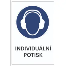 Bezpečnostné príkazové značenie, Použite ochranu uší, s možnosťou individuálneho textu – hliníkový kompozit, 400×600 mm