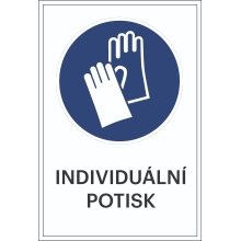 Bezpečnostné príkazové značenie, Použite rukavice, s možnosťou individuálneho textu – hliníkový kompozit, 300×450 mm
