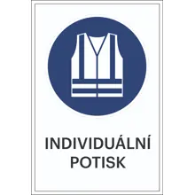 Bezpečnostné príkazové značenie, Použite vestu s vysokou viditeľnosťou, s možnosťou individuálneho textu – hliníkový kompozit, 400×600 mm