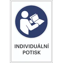 Bezpečnostné príkazové značenie, Prečítajte si návod, s možnosťou individuálneho textu – hliníkový kompozit, 500×750 mm