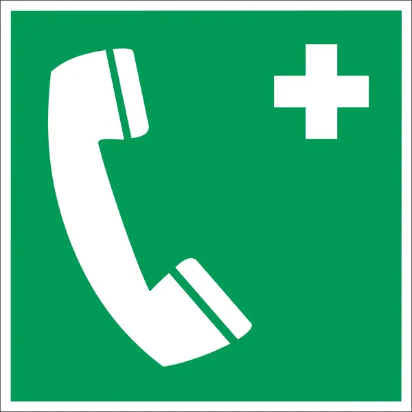 Bezpečnostné únikové značenie, núdzový telefón – plast, 150×150 mm