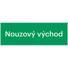 Bezpečnostné únikové značenie, "Núdzový východ" – luminiscenčný hliníkový kompozit, 400×140 mm
