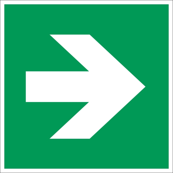 Bezpečnostné únikové značenie, smerová šípka – fólia, 100×100 mm