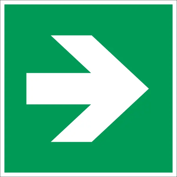 Bezpečnostné únikové značenie, smerová šípka – luminiscenčný plast, 100×100 mm