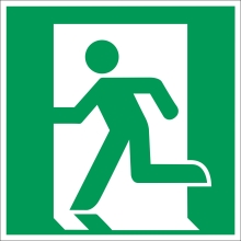 Bezpečnostné Únikové značenie, úniková cesta vľavo – luminiscenčný hliníkový kompozit, 200×200 mm