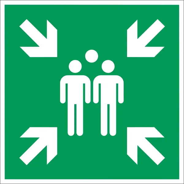 Bezpečnostné únikové značenie, zhromaždisko – plast, 100×100 mm