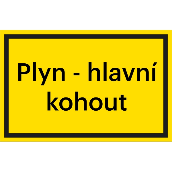 Bezpečnostné značenie, "Plyn – hlavný uzáver" – fólia, 200×133 mm