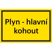 Bezpečnostné značenie, "Plyn – hlavný uzáver" – hliníkový kompozit, 200×133 mm