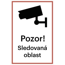 Bezpečnostné značenie, Sledovaná oblasť (Verzia 2) – fólia, 200×133 mm
