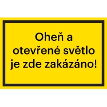 Bezpečnostné značenie, Zákaz ohňa a otvoreného svetla – hliníkový kompozit, 200×133 mm