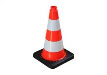 Cestný dopravný kužeľ – PVC, v. 500 mm, 2× reflexný pruh triedy 2, oranžová