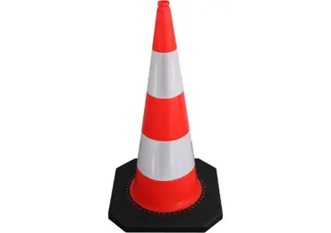 Cestný dopravný kužeľ – PVC, v. 900 mm, 2× reflexný pruh triedy 2, oranžová