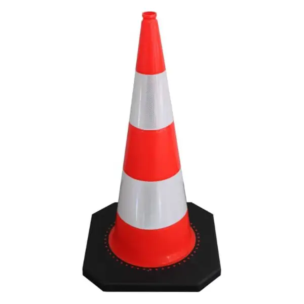 Cestný dopravný kužeľ – PVC, v. 900 mm, 2× reflexný pruh triedy 2, oranžová