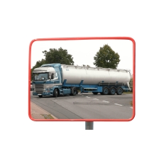 Dopravné zrkadlo Premium – akrylát, červený rám, 40×60 cm