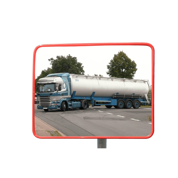 Dopravné zrkadlo Premium – akrylát, červený rám, 60×80 cm