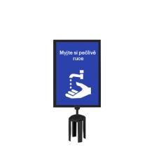 Držiak Tensabarrier pre značenie na stĺpik, leštený chróm – formát A4, vertikálny