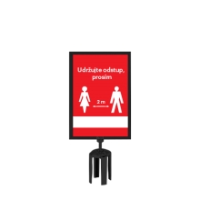 Držiak Tensabarrier pre značenie na stĺpik, saténový chróm – formát A3, vertikálny