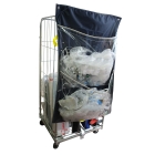 Dvojvreckové transparentné závesné vrece na triedenie odpadu, RackSack RollCage Clear 200 l – modrá,1300×880 mm, balenie 10 ks