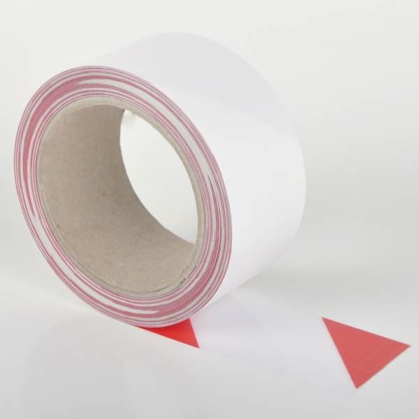 Extra tenká podlahová páska odolná proti znečisteniu WT-5229, permanentná – polyester, červeno-biela, 100 mm × 15 m