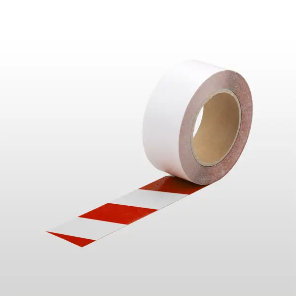 Extra tenká podlahová páska WT-5420 s protišmykovým povrchom, odnímateľná – plastová fólia, červeno-biela, 50 mm × 10 m