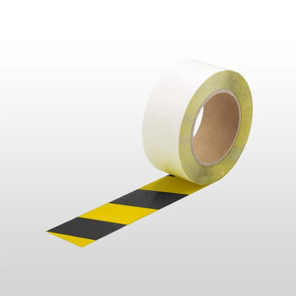 Extra tenká podlahová páska WT-5420 s protišmykovým povrchom, permanentná – plastová fólia, žlto-čierna, 100 mm × 10 m