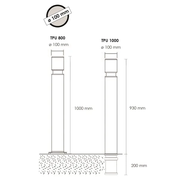 Flexibilný stĺpik k zabetónovaniu, výška 1130 (930) mm, pr. 100 mm – zelená