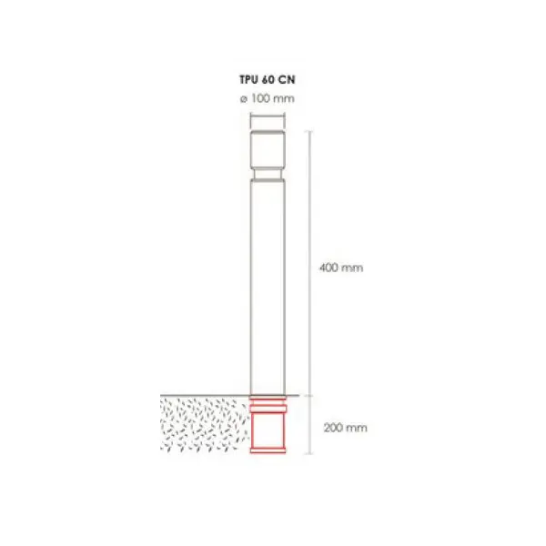 Flexibilný stĺpik k zabetónovaniu, výška 600 (400) mm, pr. 100 mm – čierna