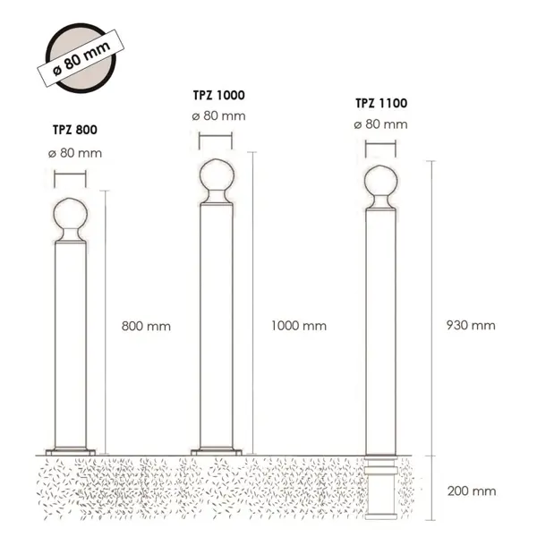 Flexibilný stĺpik, výška 800 mm, pr. 80 mm – zelená
