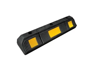 Gumový parkovací doraz pre automobily s reflexnými pruhmi – 590×120×90 mm, čierno-žltá